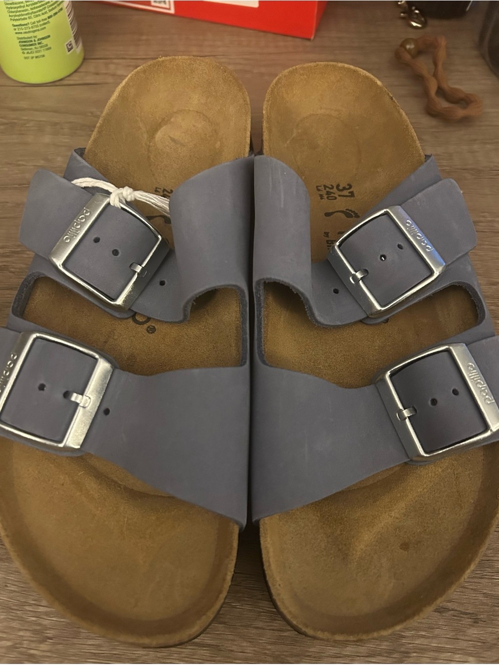 Birkenstock Womans Platform Two-Strap Sandals in Slate Blue
